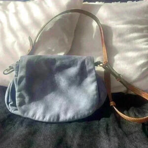 Coldwater Creek Blue Suede Leather Crossbody Bag
